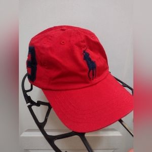Red chino Polo hat.